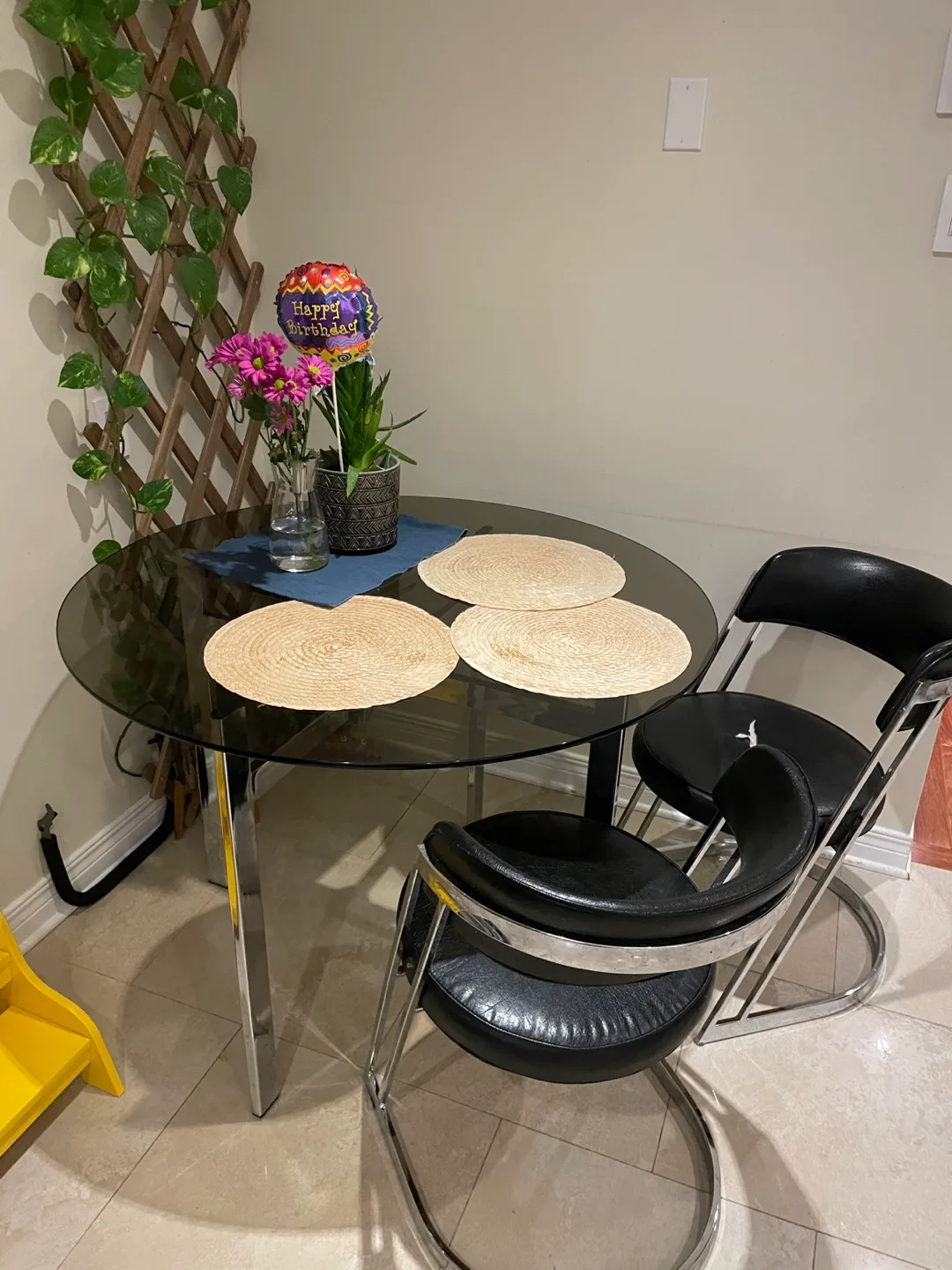 Glass Dining Table and Two Chairs 🥕 image indicator(2)