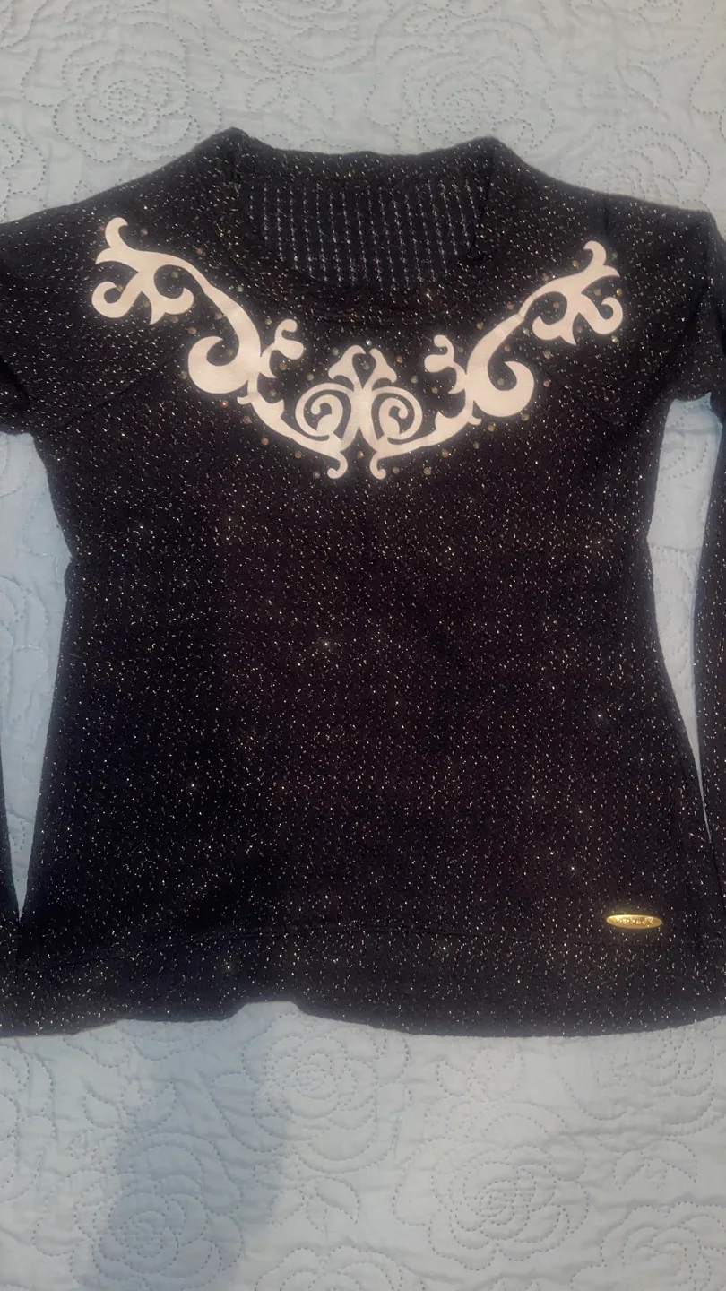 Black sparkly long sleeve blouse image indicator(2)