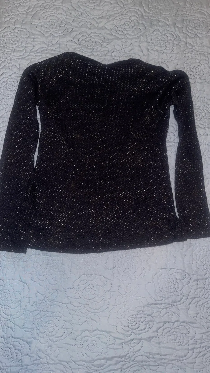 Black sparkly long sleeve blouse image indicator(4)