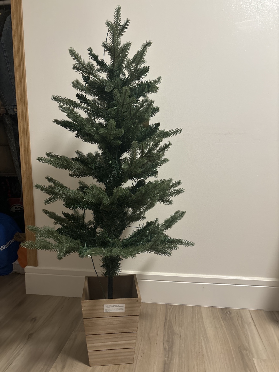 Artificial Christmas Tree in Wooden Pot