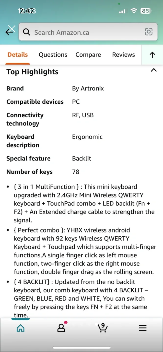 Wireless Mini Keyboard with Touchpad image indicator(4)