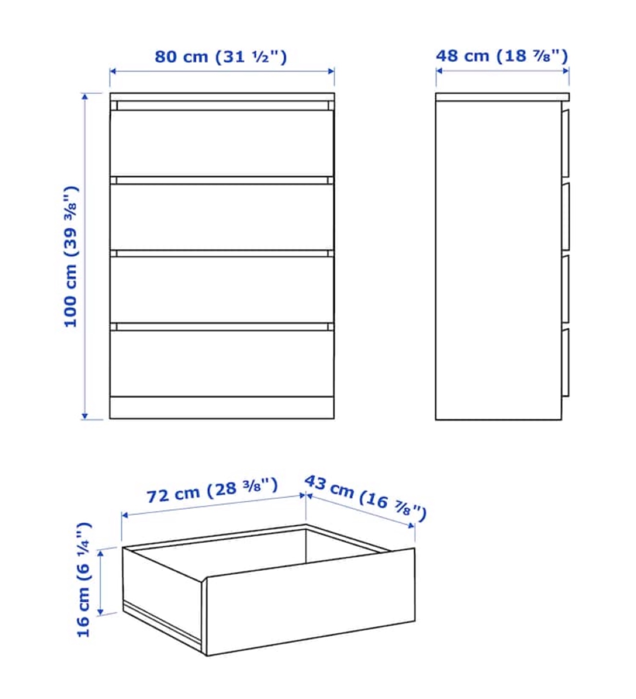 IKEA MALM 4-drawer Chest - White - photo 2