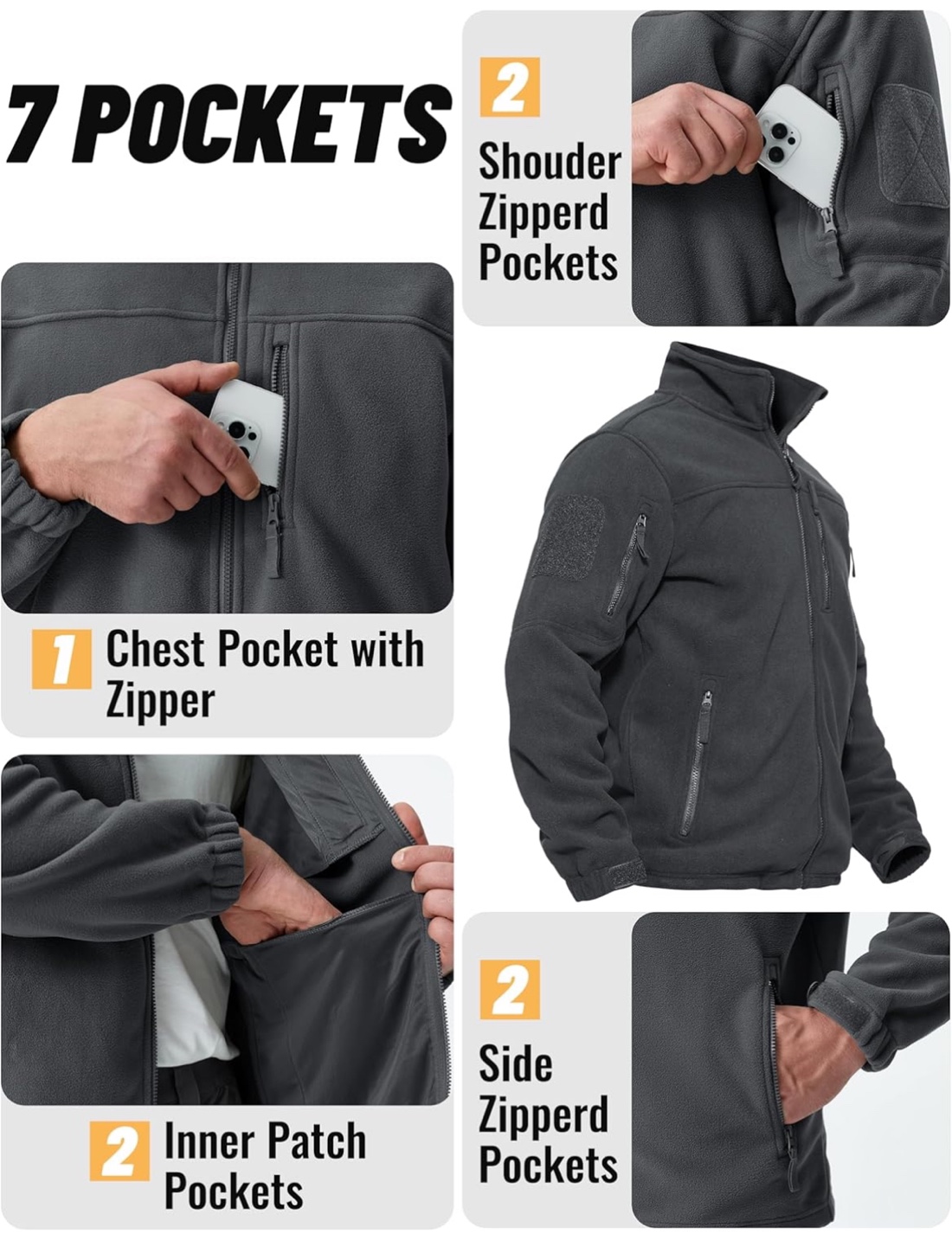 NEW! TACVASEN Tactical Full Zip Fleece Hiking Hunting Jacket - photo 3