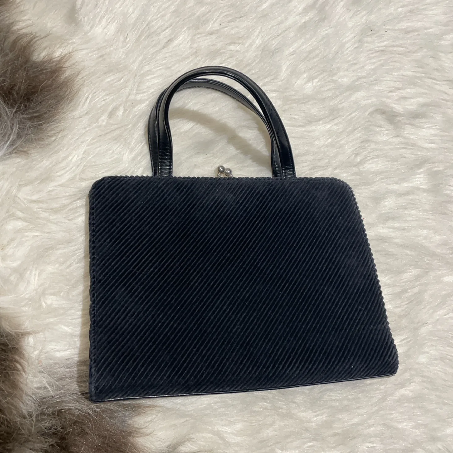 Vintage Black Corduroy Evening Clutch image indicator(4)