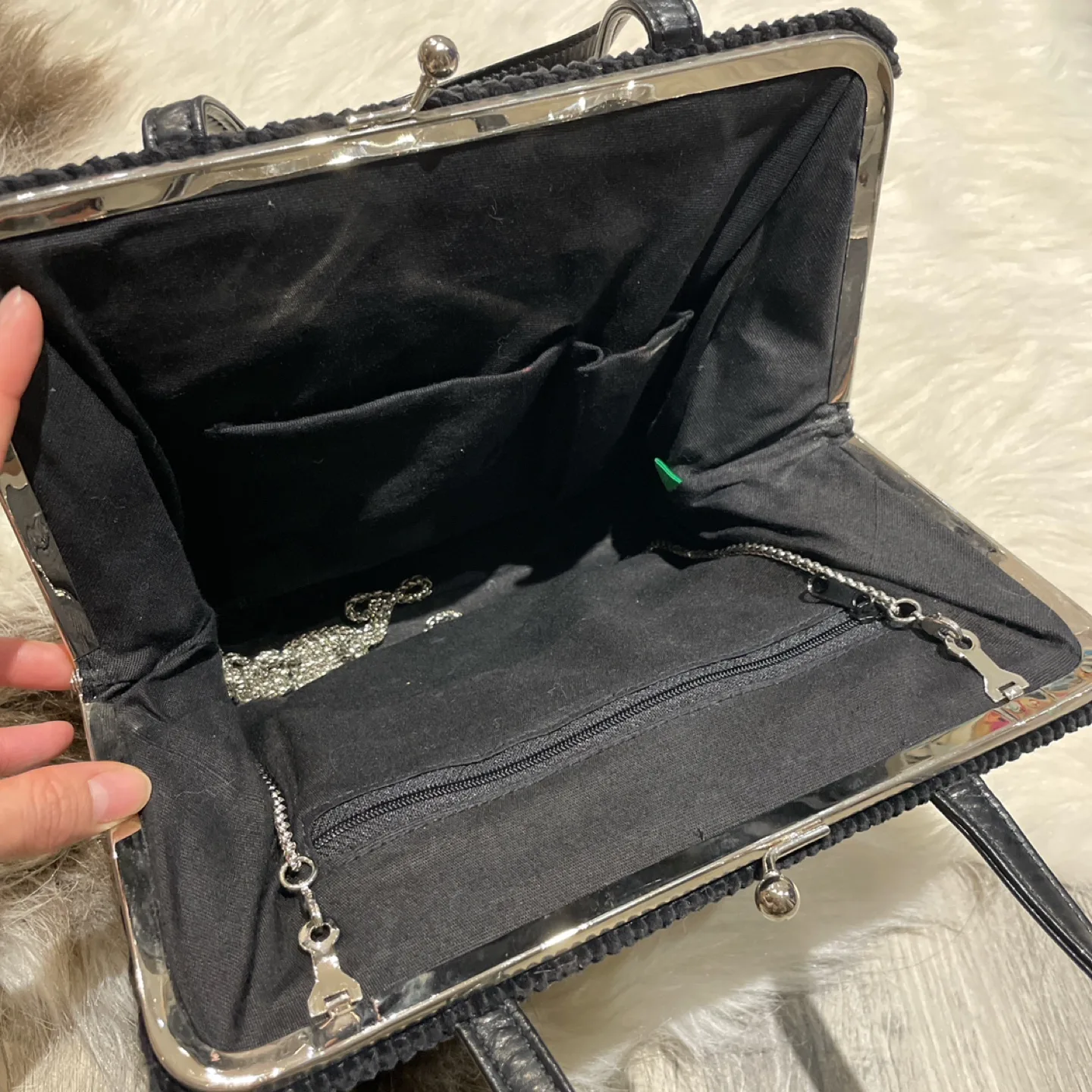 Vintage Black Corduroy Evening Clutch image indicator(2)