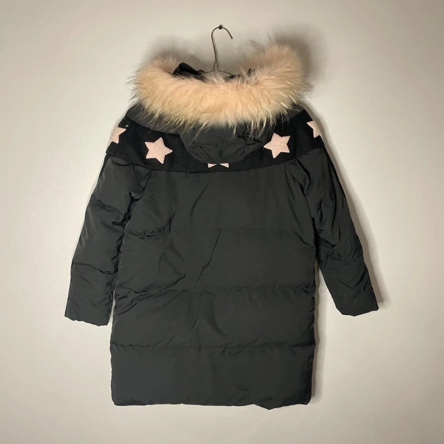 Black Winter Coat with Fur Hood image indicator(2)