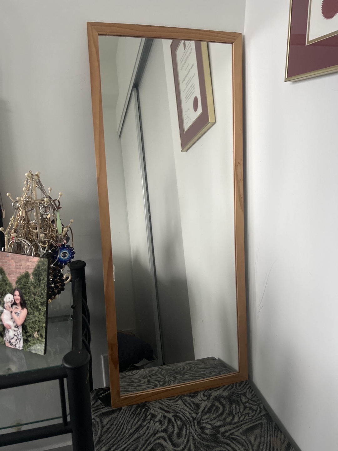 Mirror with Wooden Frame