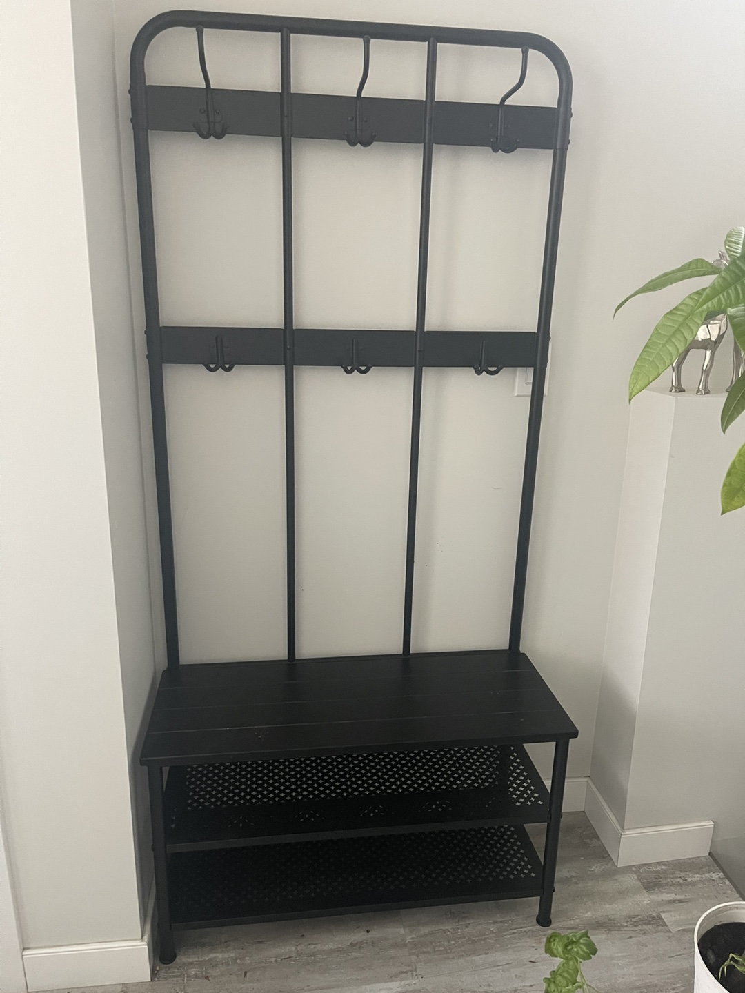 Black Metal  Rack with Shoe Shelf