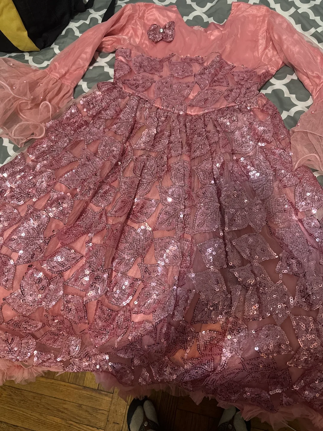 Girls Pink Sequined Dress thumbnail