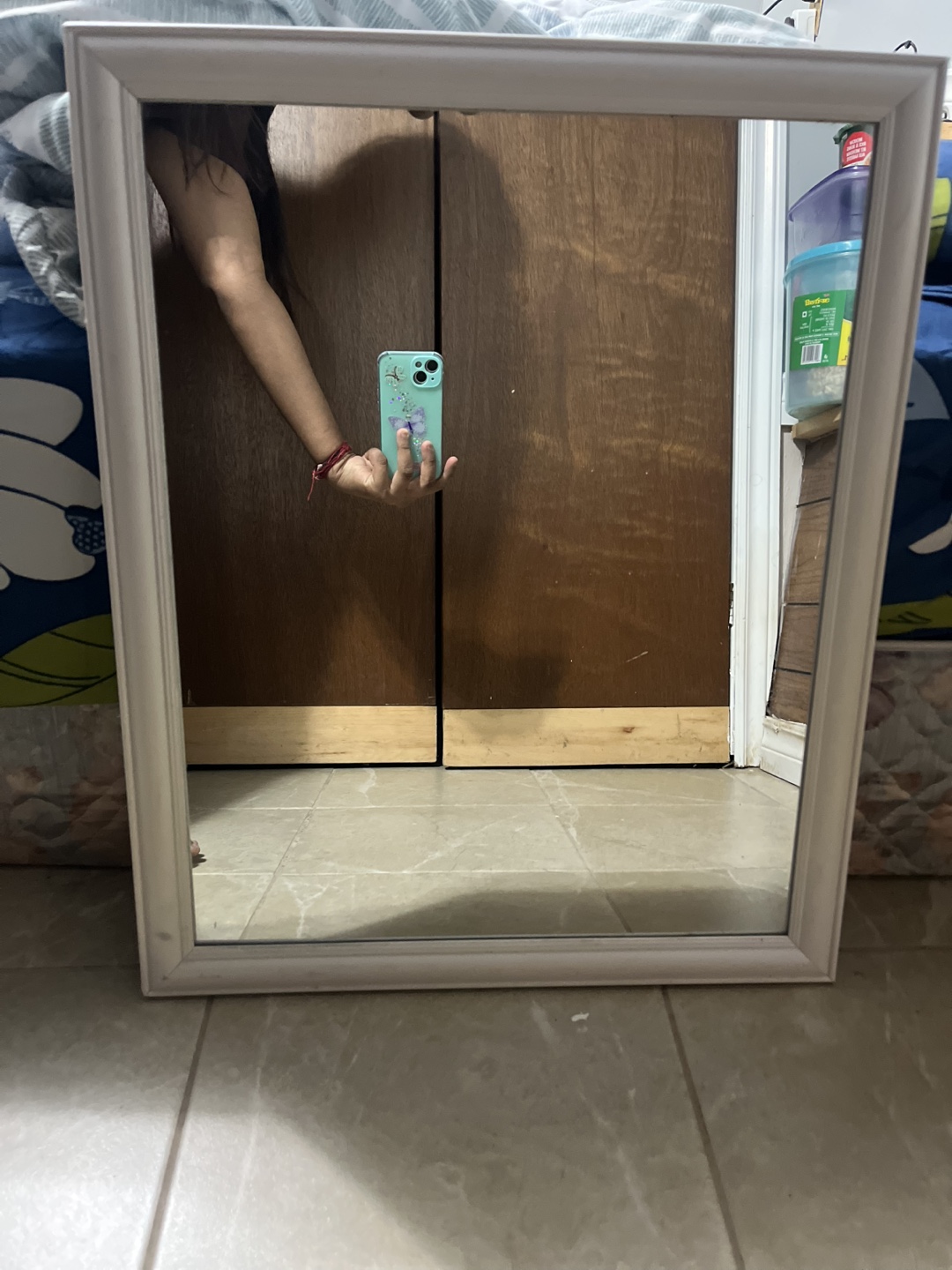 White framed mirror