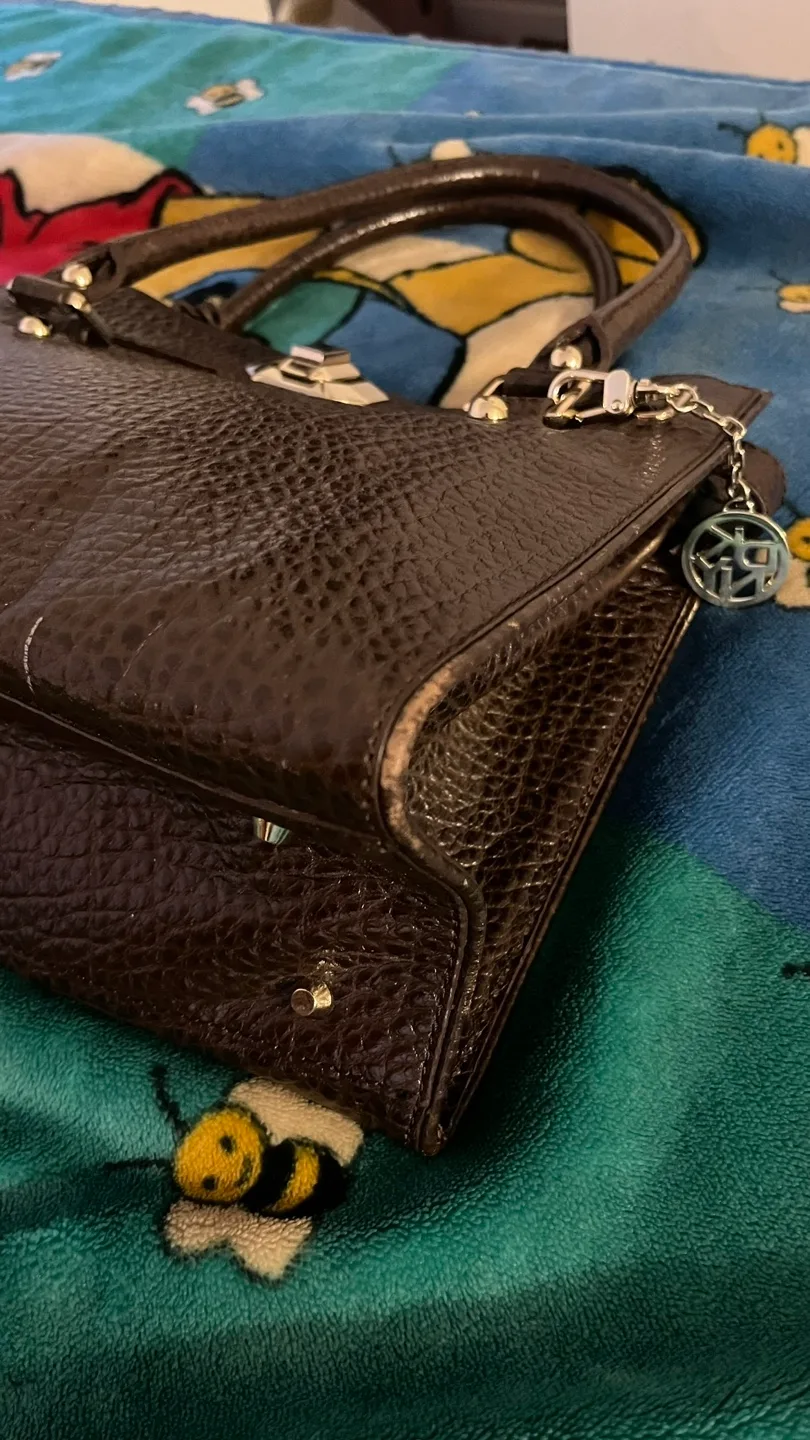 DKNY Brown Leather Handbag for SALE image indicator(4)