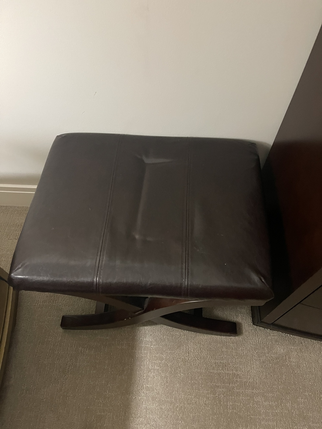 Brown Faux Leather Ottoman - photo 2