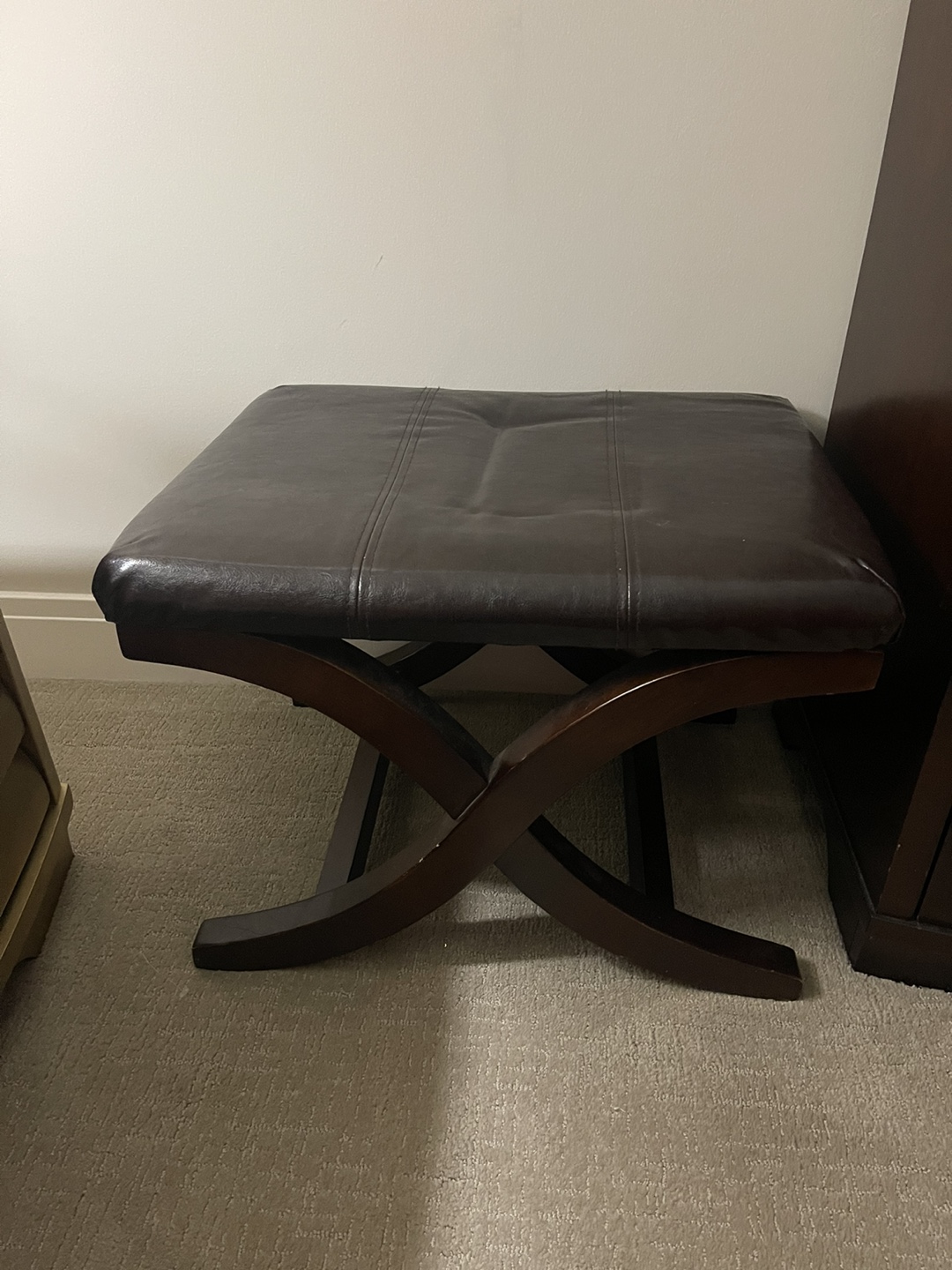Brown Faux Leather Ottoman