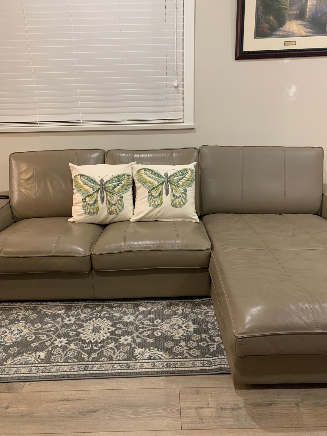 Leather Sectional Sofa with cushions - photo 2