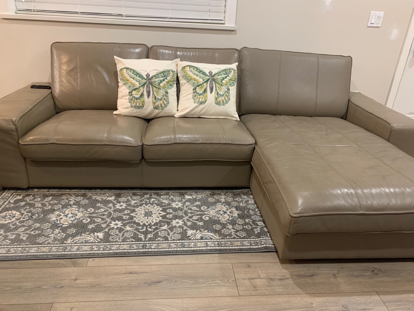 Leather Sectional Sofa with cushions