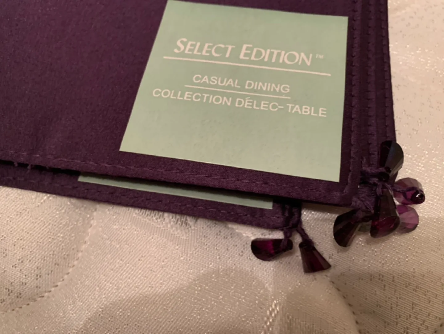 Purple Satin Placemats with Beaded Tassels-NEW 8 set image indicator(4)