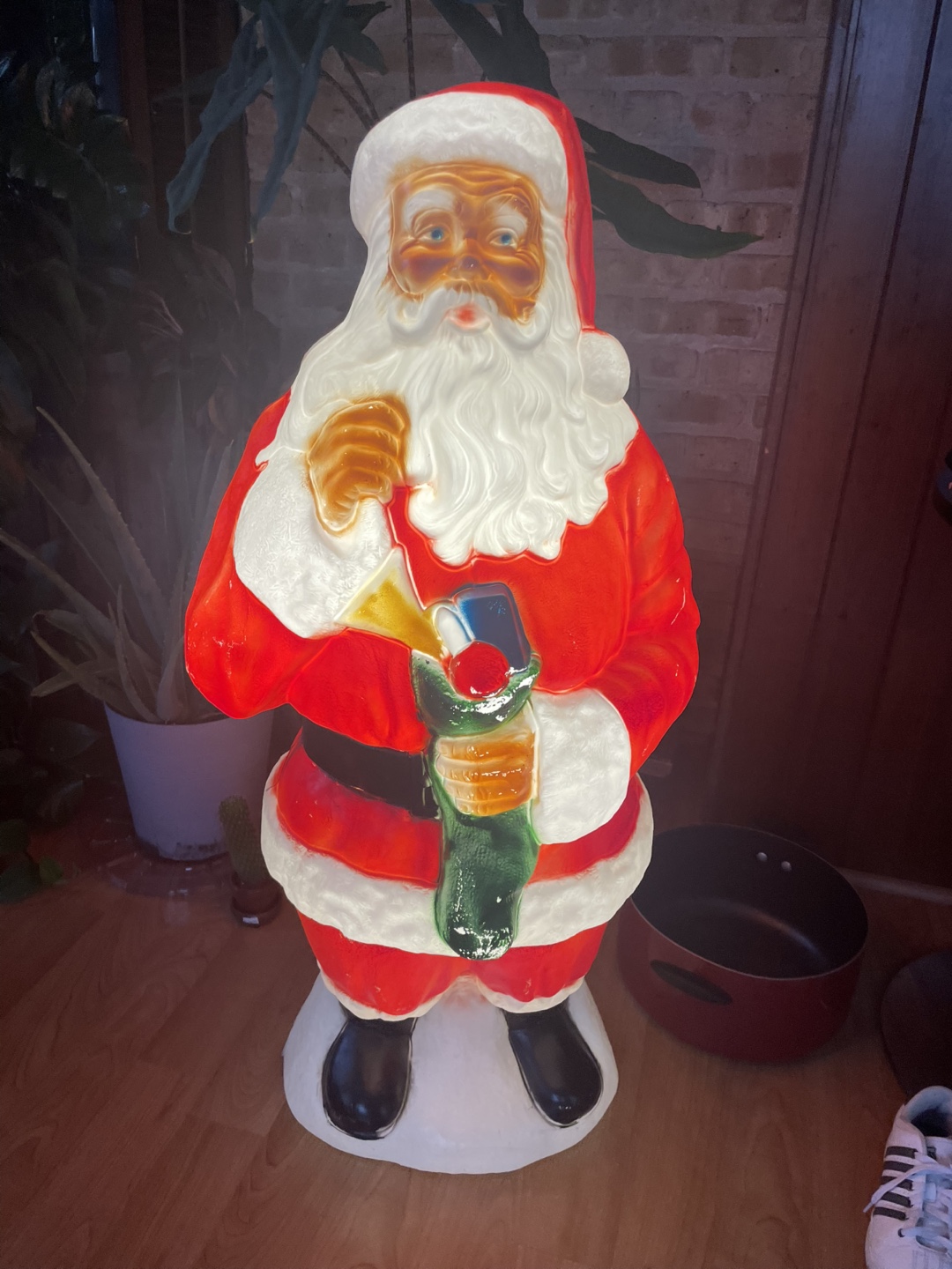 Vintage Lighted Santa Claus and Helper