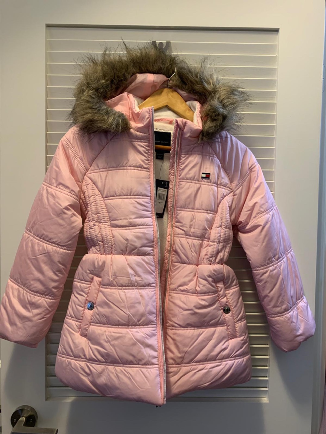 Tommy Hilfiger Girls Pink Winter Jacket with Fur Hood