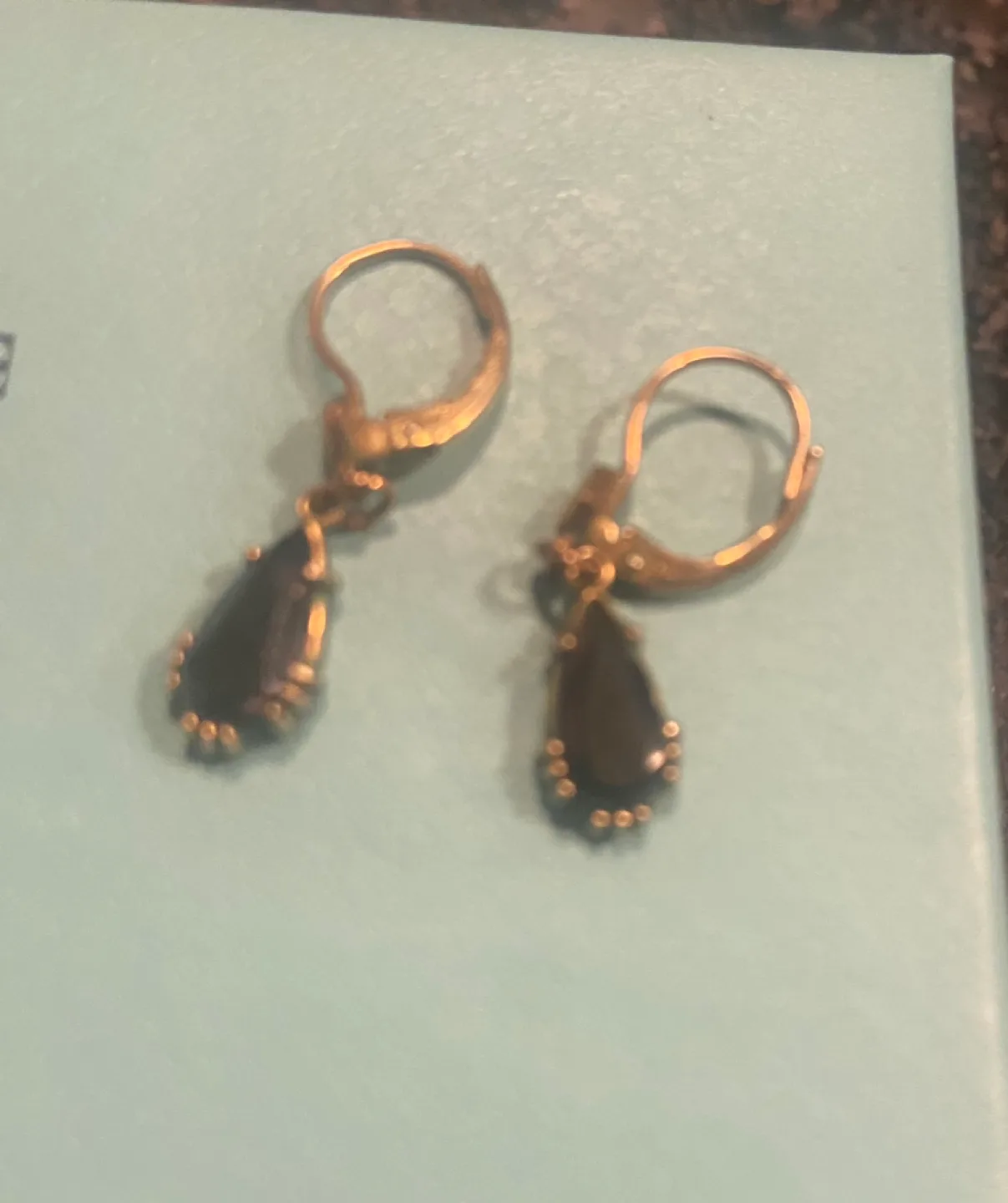 10k Gold Hematite Teardrop Earrings image indicator(3)