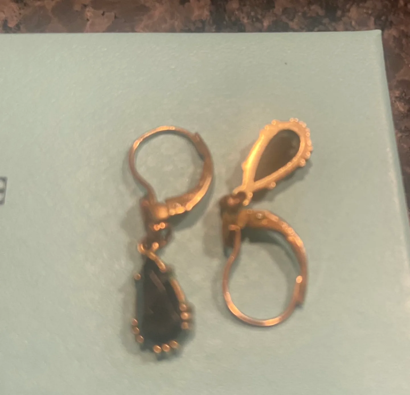 10k Gold Hematite Teardrop Earrings image indicator(2)