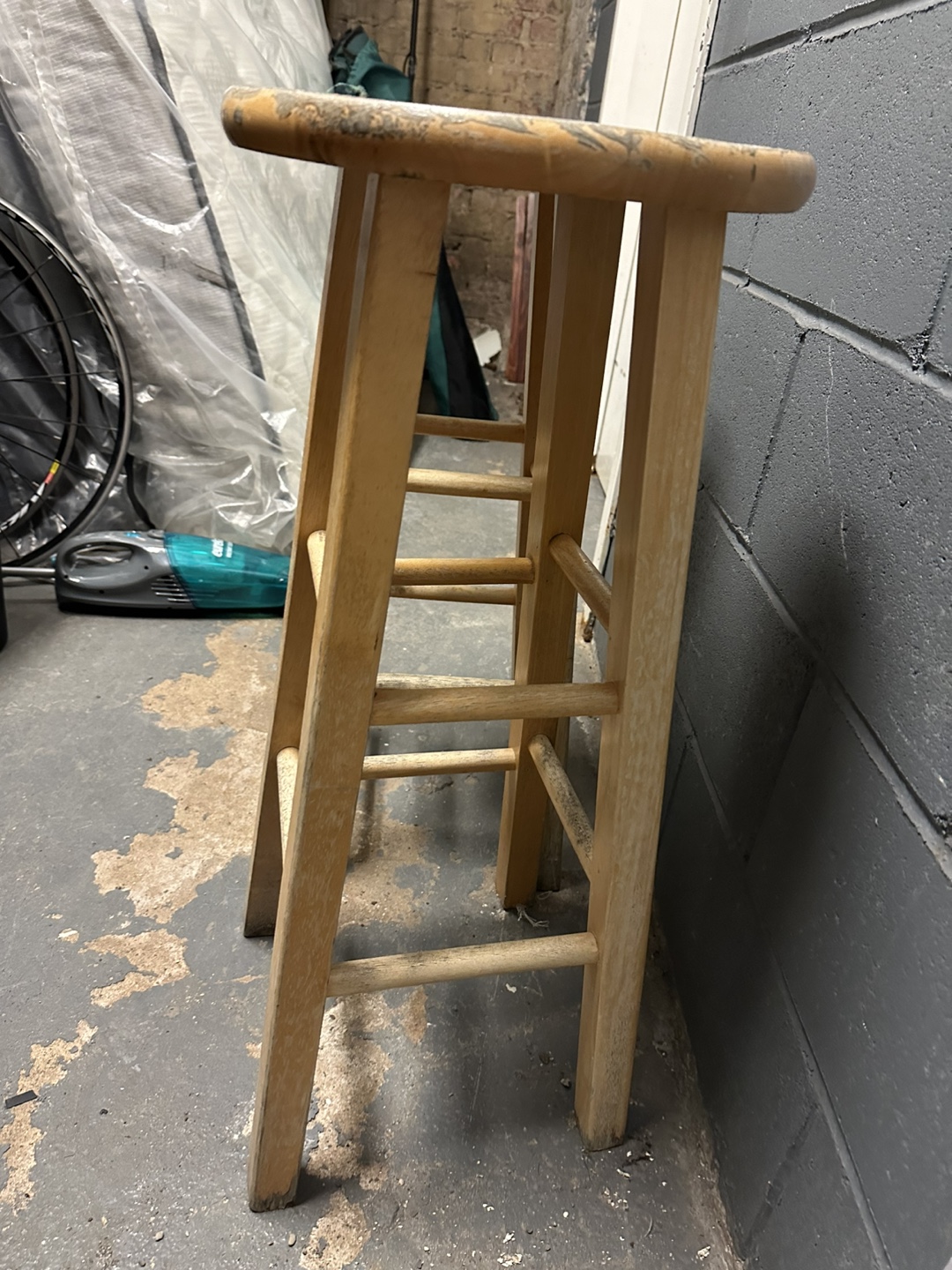 Set of 2 Wooden Stools