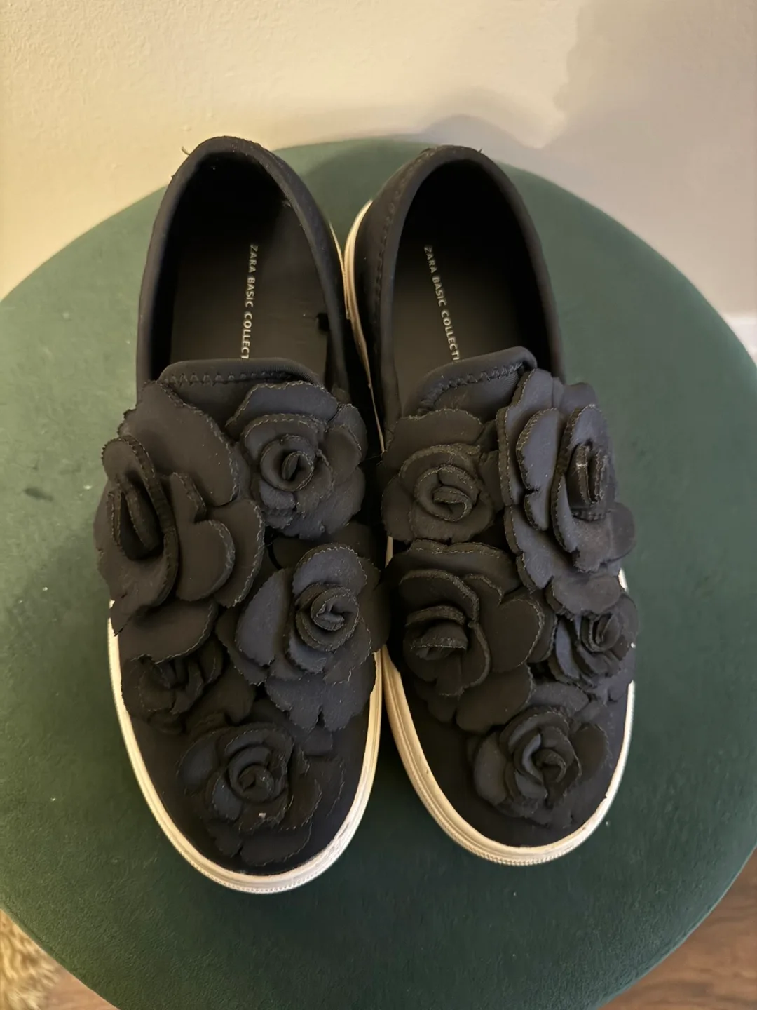 Zara Black Floral Slip-on Sneakers thumbnail