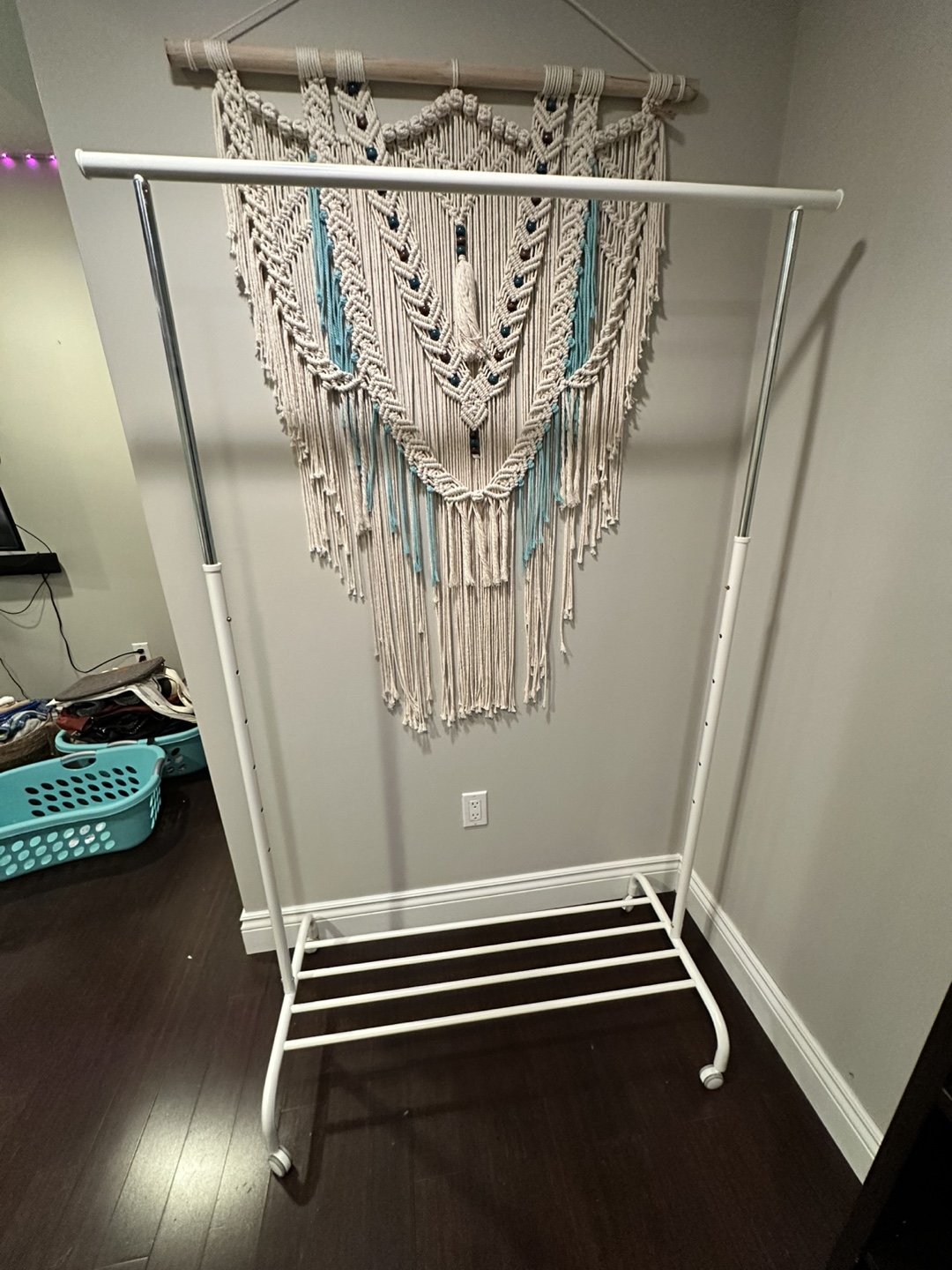 White Clothes Rack with Wheels