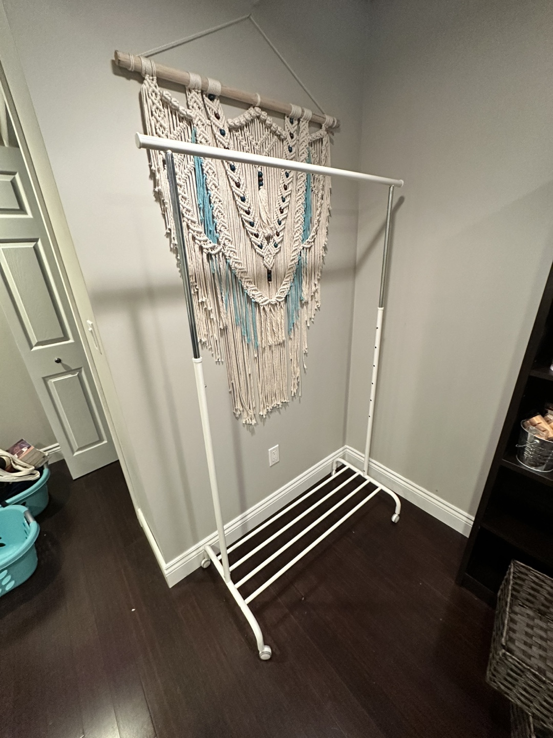 White Clothes Rack with Wheels - photo 2
