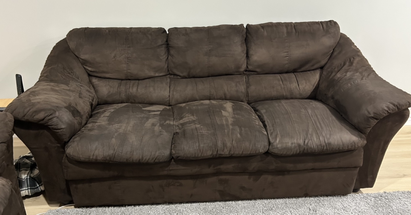 Chocolate brown Micro fibre couch and love seat. - photo 5