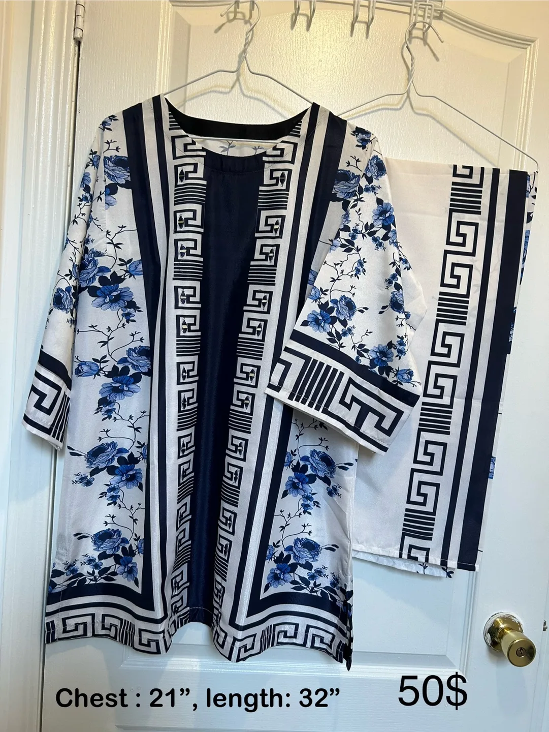 Blue Floral Silk dress thumbnail