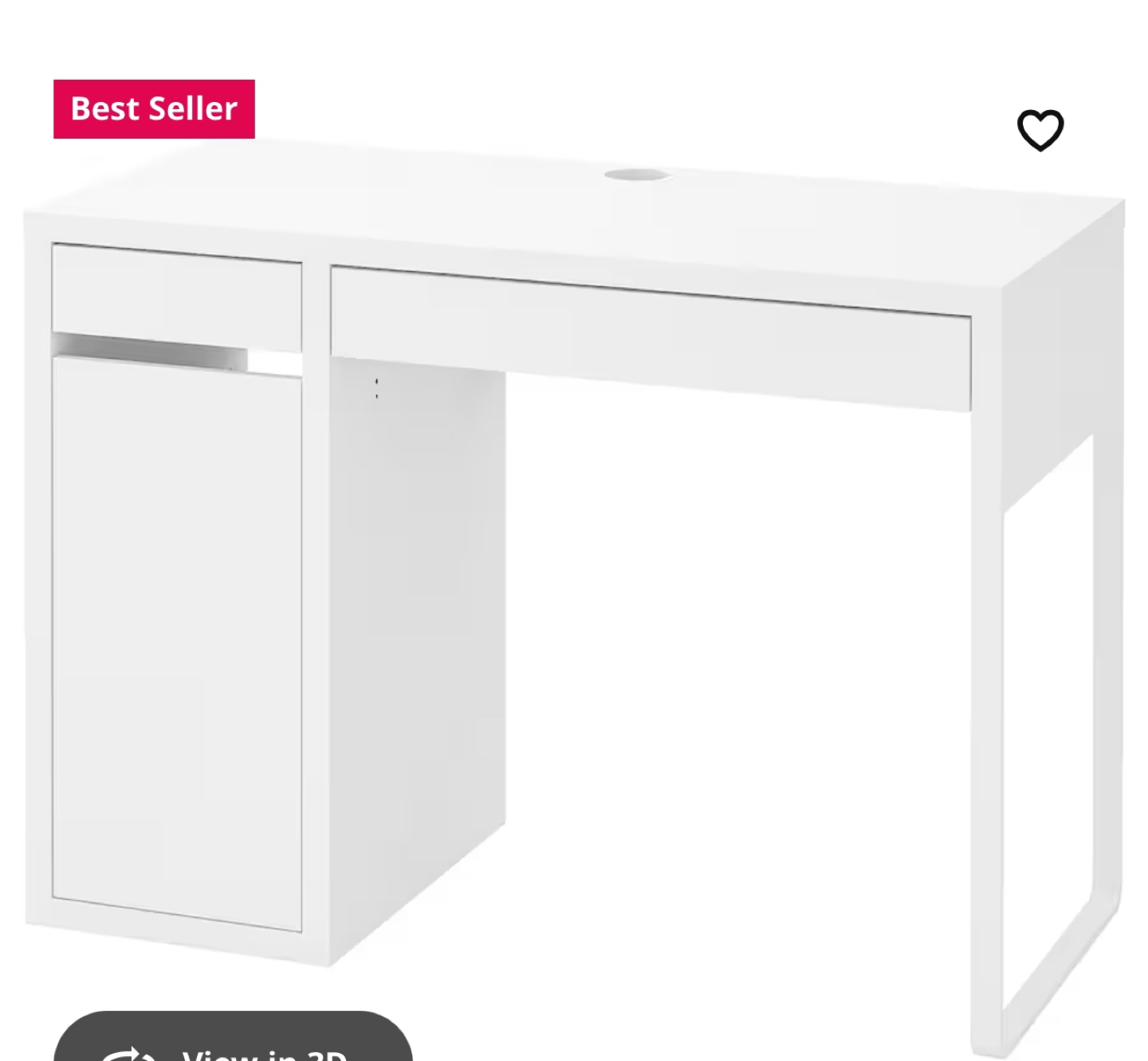 IKEA Micke White Desk with Drawer and Cabinet