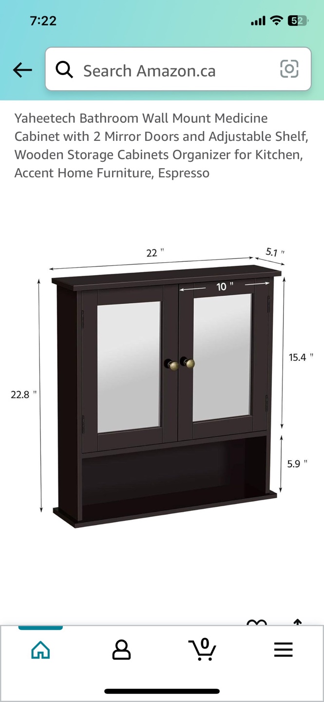 Bathroom Wall Cabinet with Mirror Doors