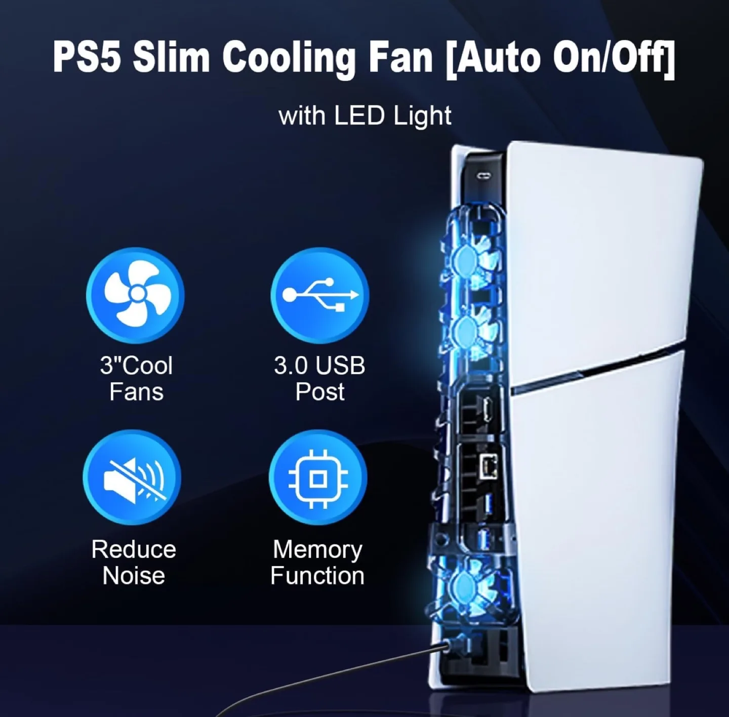 PS5 Slim Cooling Fan Stand with LED Light image indicator(2)