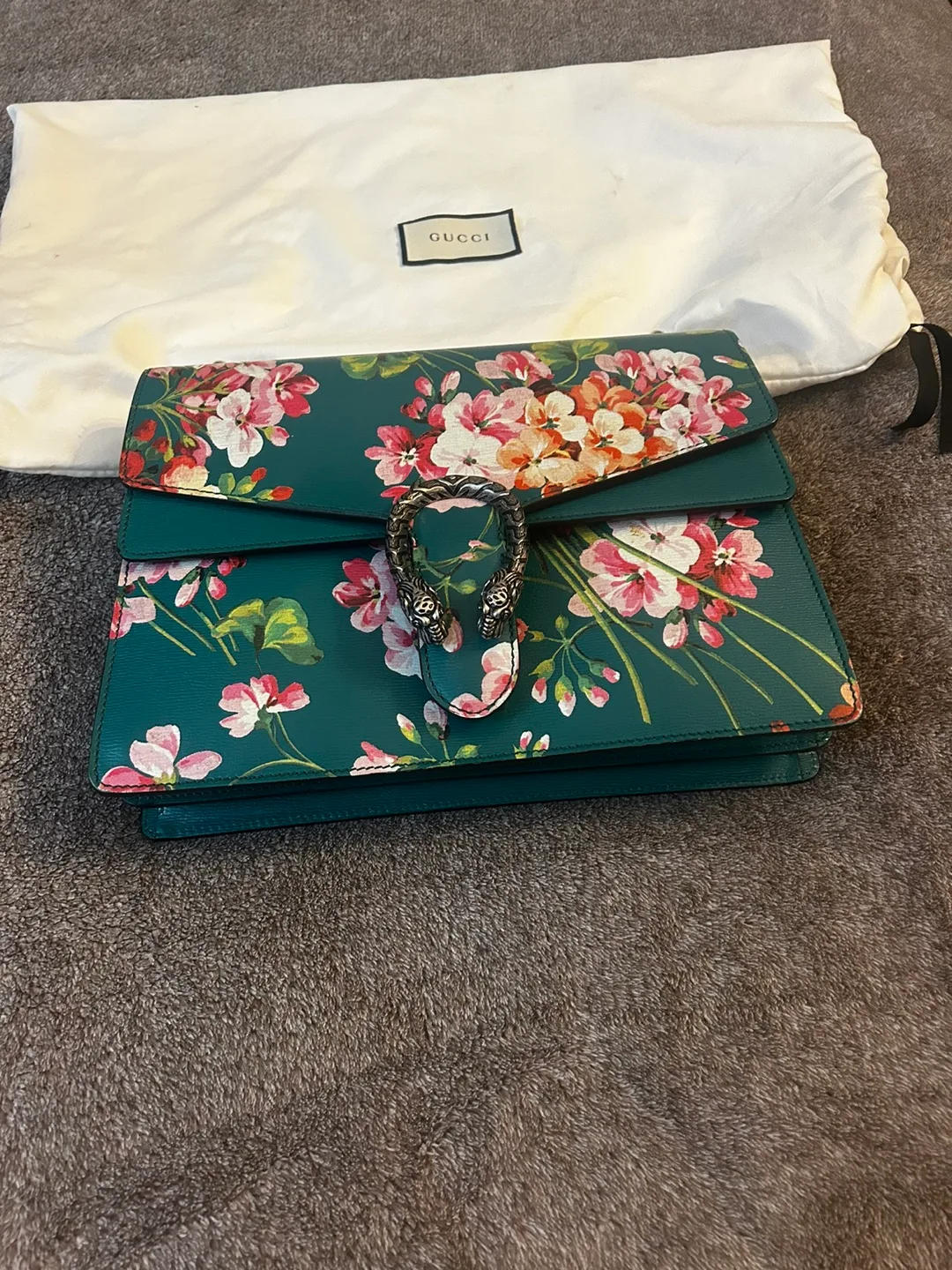 Gucci Floral Green Leather Bag image indicator(5)