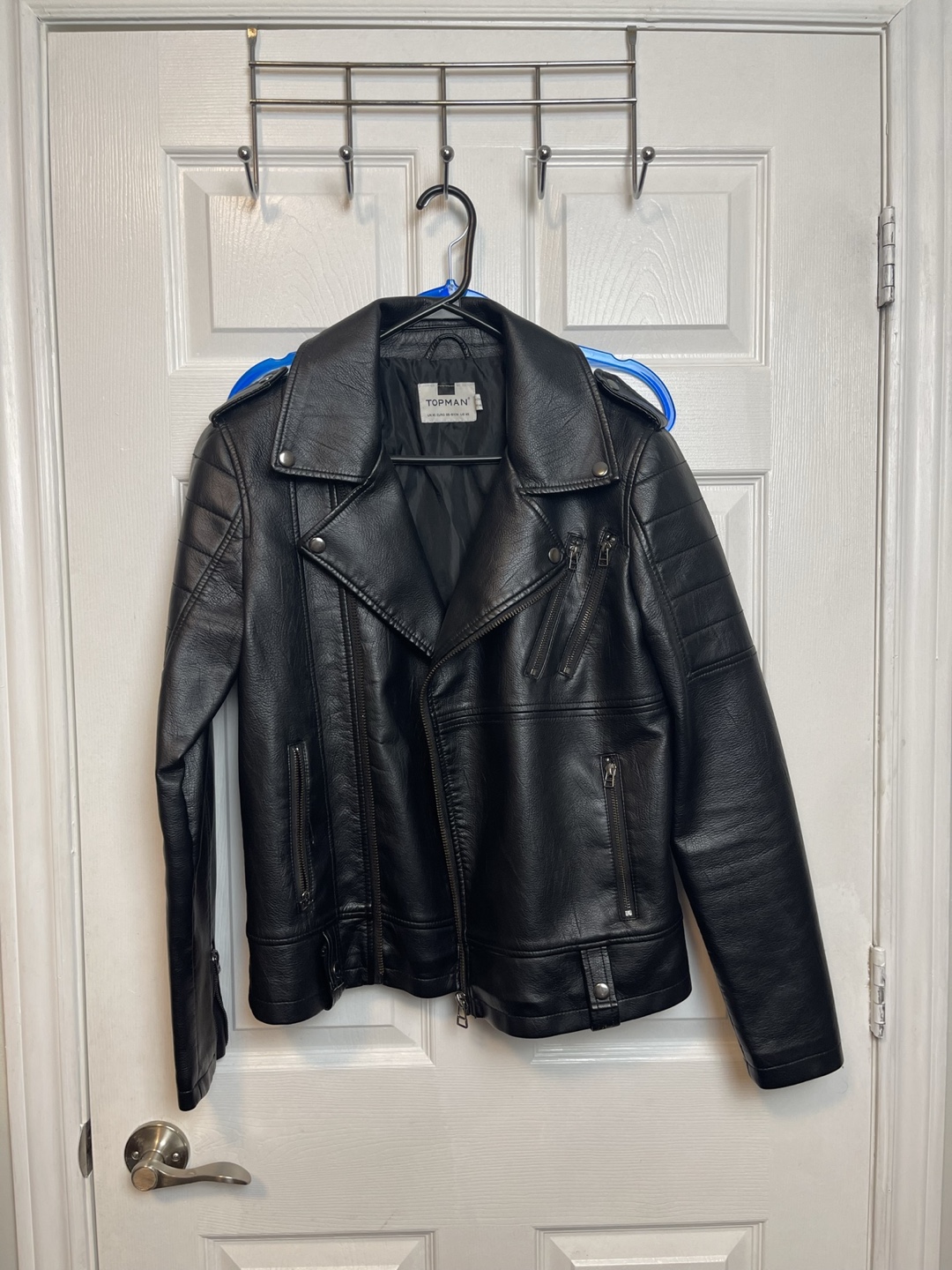 Topman Black Leather Jacket Size XS - photo 2