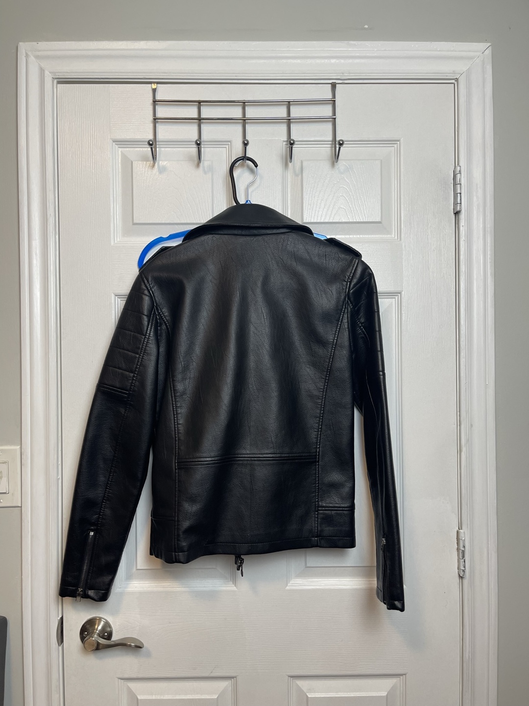 Topman Black Leather Jacket Size XS