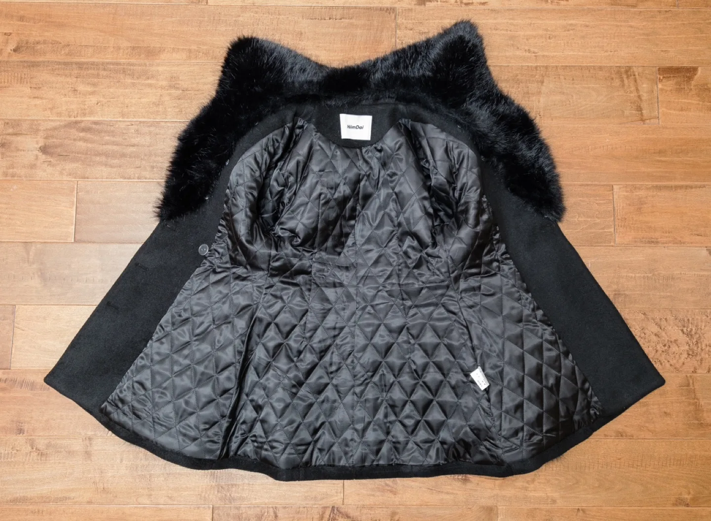 Black Faux Fur Trim Coat image indicator(4)
