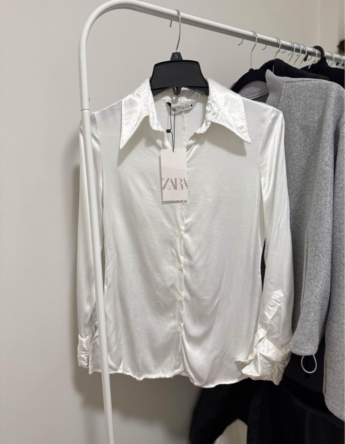 Zara NEW White Satin Blouse