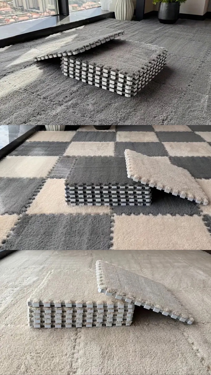 42 pieces Grey and White Interlocking Foam Floor Tiles
