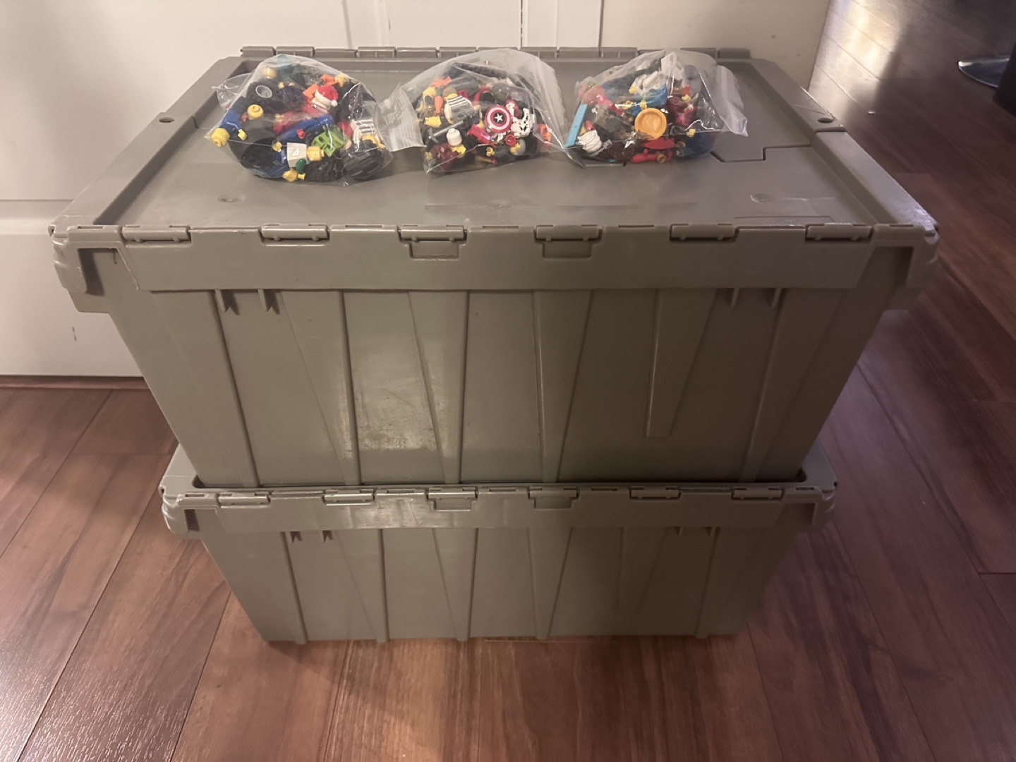 40LBs lego pieces + 3 bags of mini figures