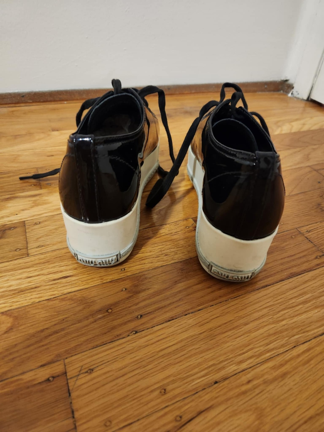 Miu Miu Black Patent Leather Platform Sneakers - photo 2