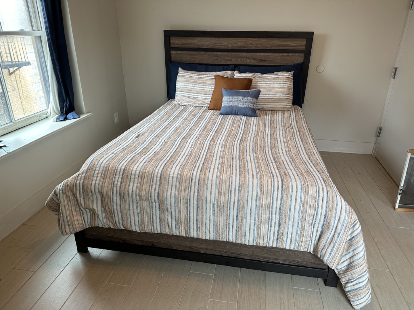 Queen size Bed Frame, mattress and box spring