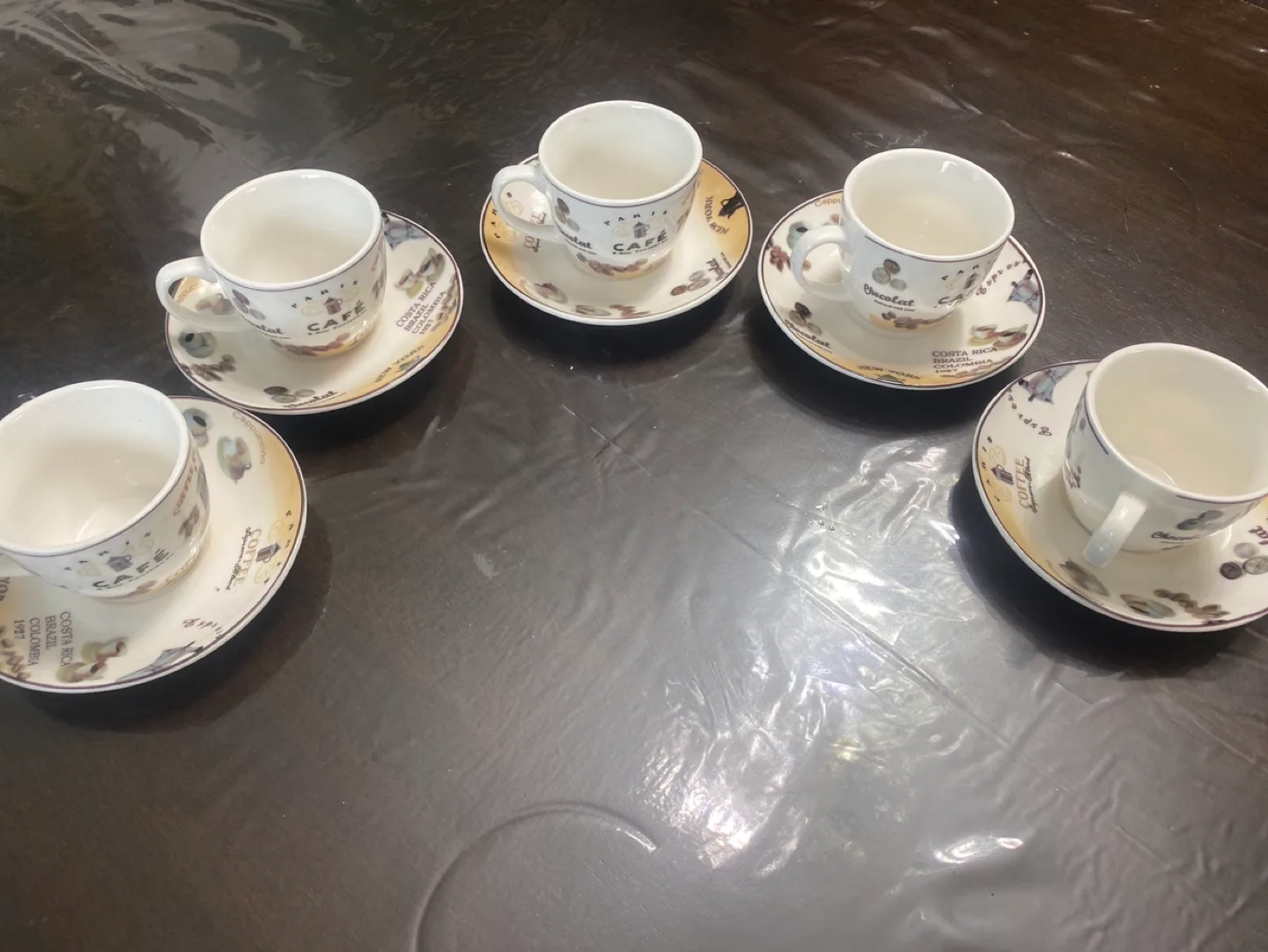 Set of 5 Paris Cafe Espresso Cups and Saucers image indicator(2)