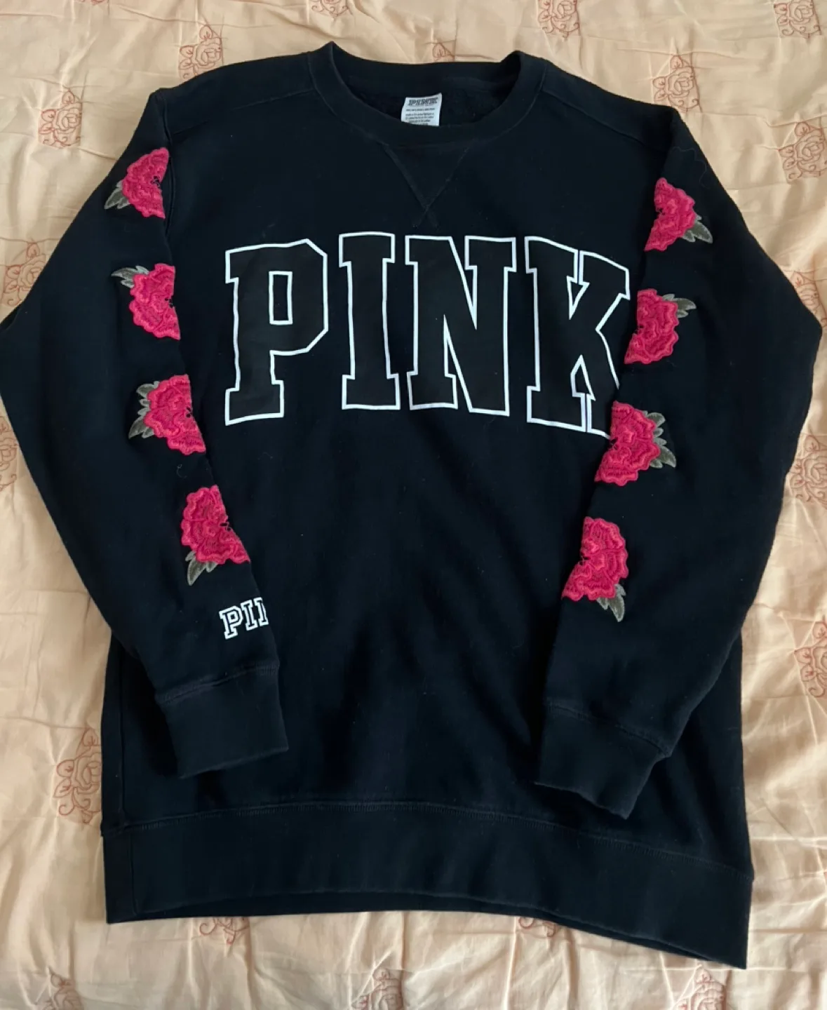Pink Rose Embroidered Sweatshirt #freecycle thumbnail