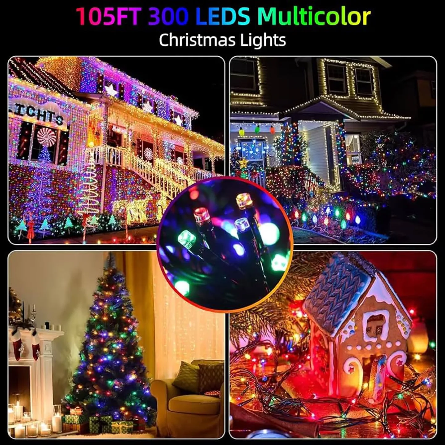 105ft 300 LED Multicolor Christmas Lights image indicator(3)