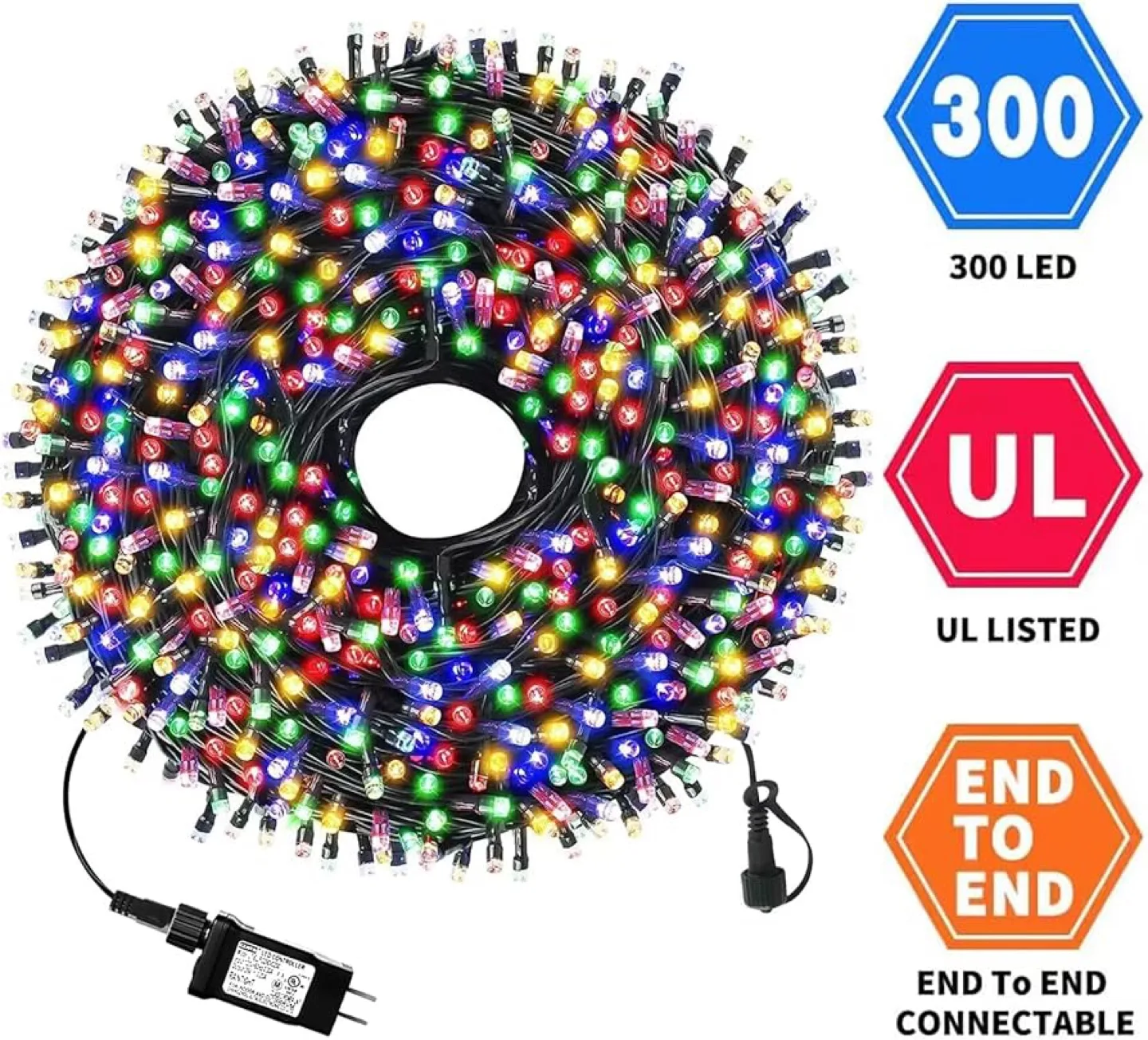 105ft 300 LED Multicolor Christmas Lights image indicator(4)