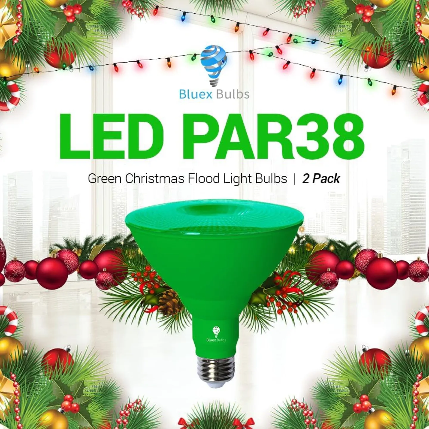 Bluex (4 Bulbs) LED PAR38 Christmas Flood Light Bulbs 2 Pack image indicator(5)