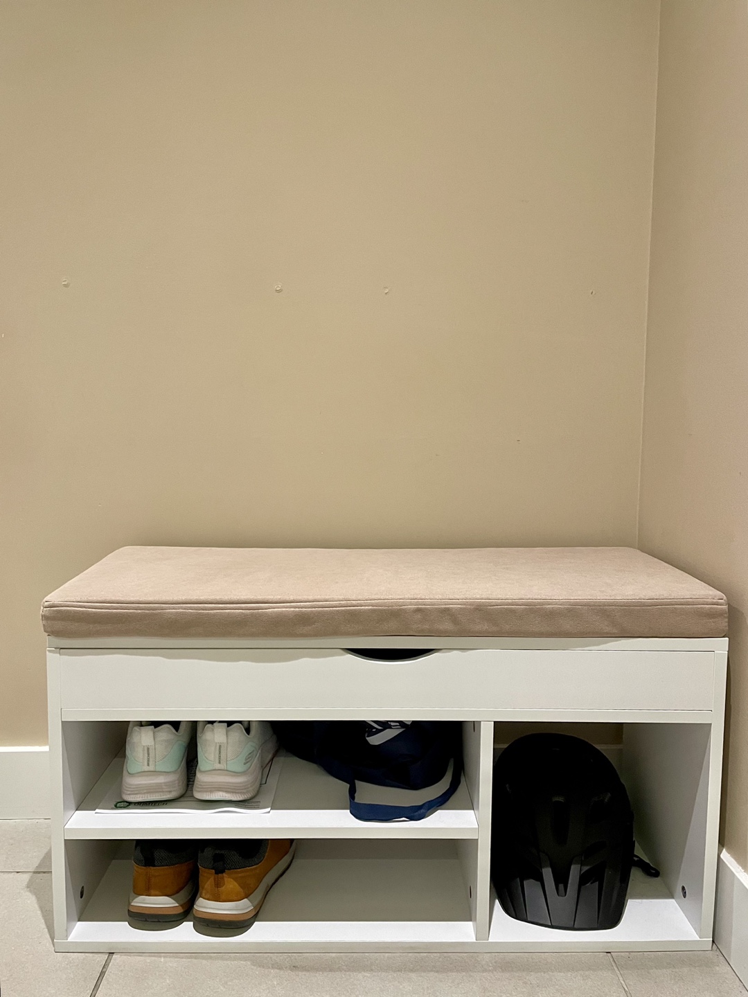 White Shoe Bench with Storage - photo 4