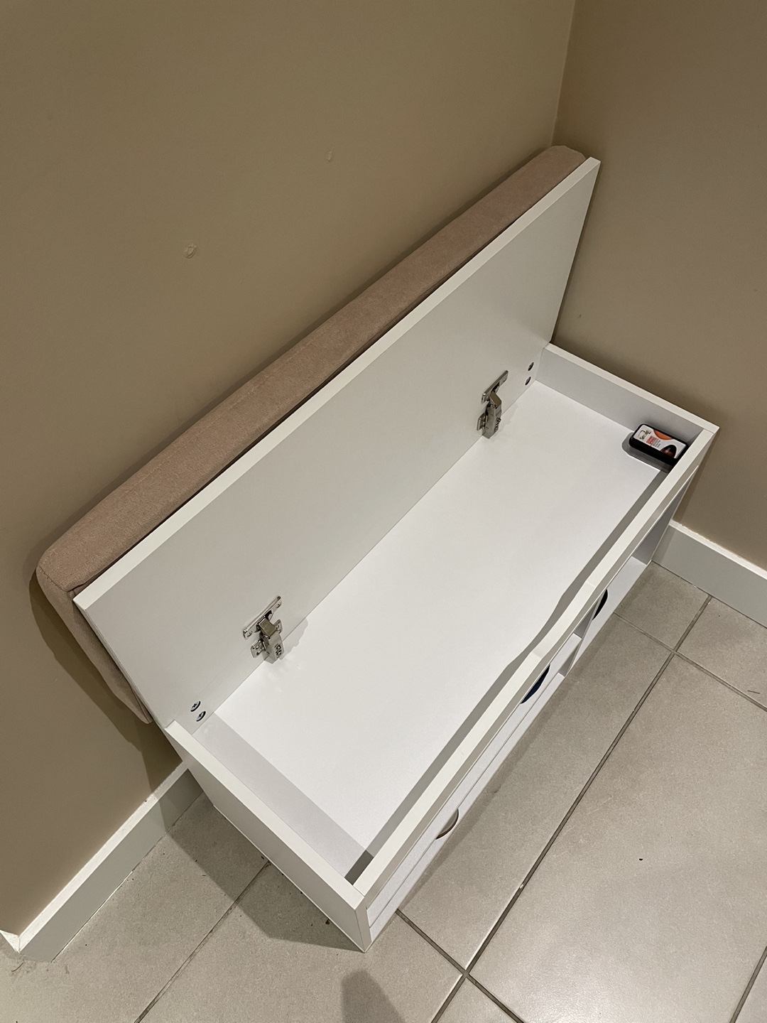 White Shoe Bench with Storage - photo 3