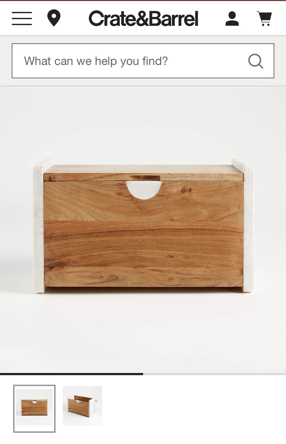 Crate & Barrel Wood and Marble Bread Box - photo 3